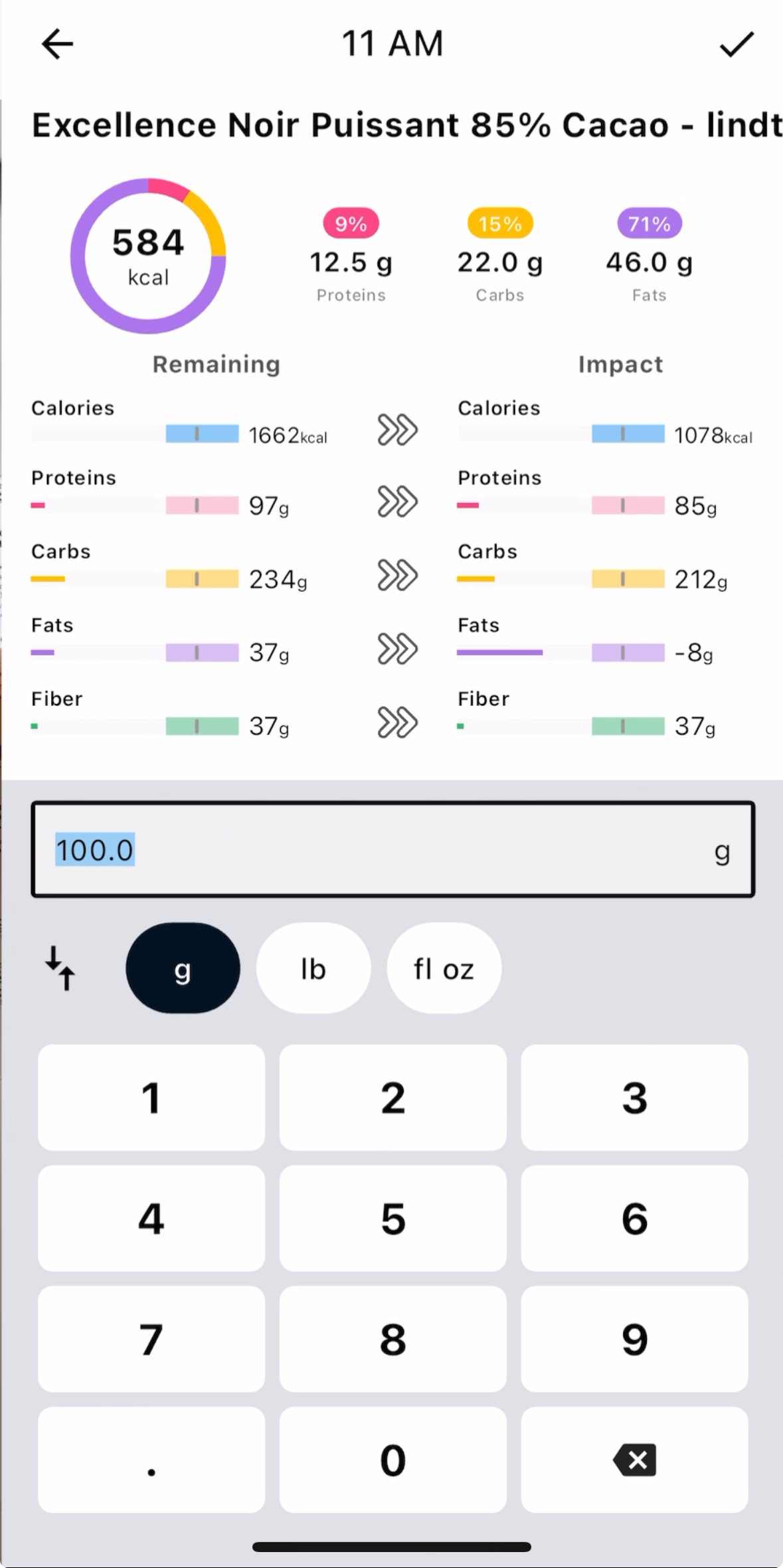 Nutritional information from barcode