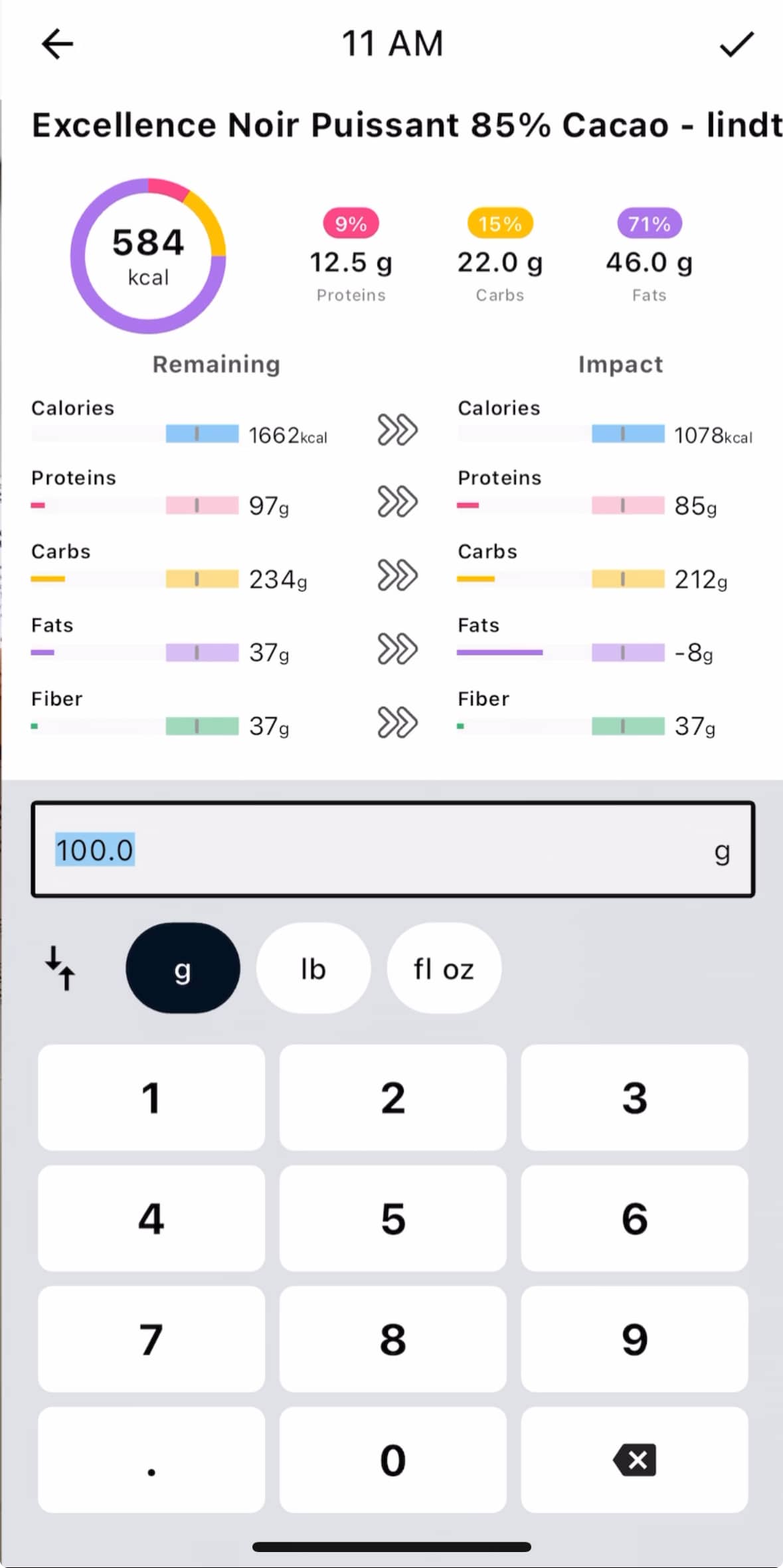 Nutritional information from barcode