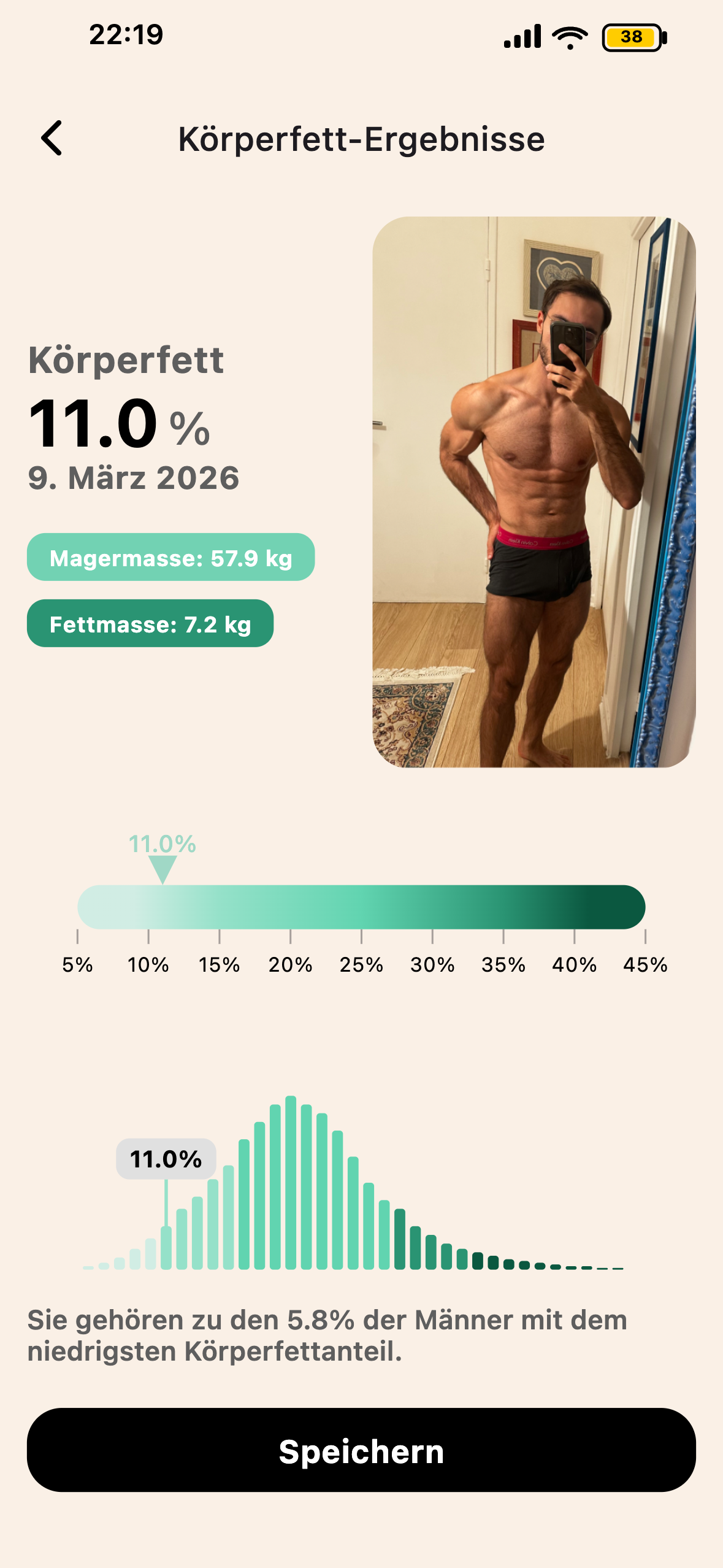 Résultat BodyScan IA dans Lean