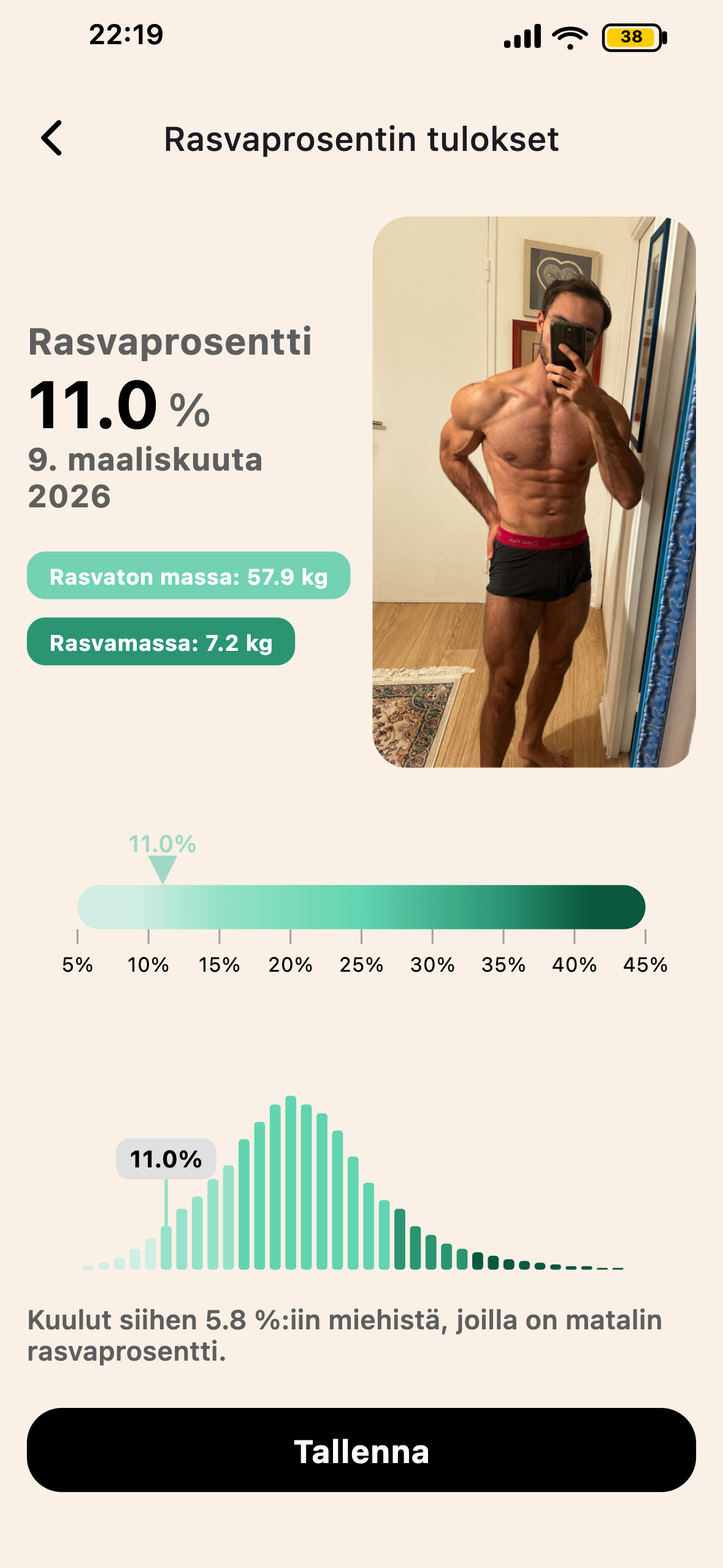 R&eacute;sultat BodyScan IA dans Lean