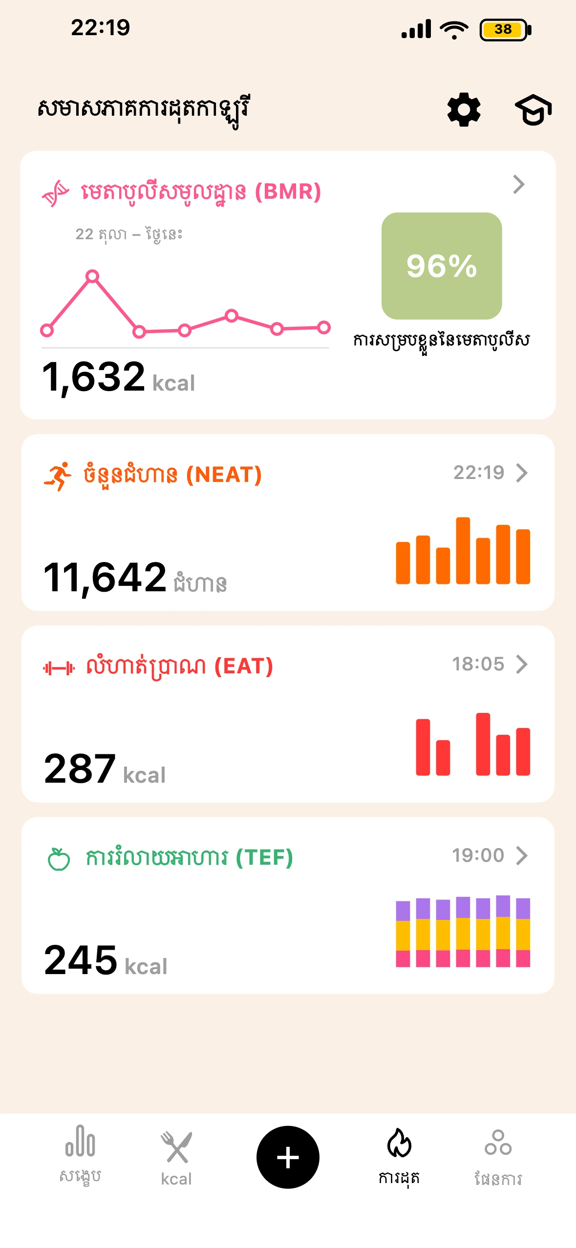 អេក្រង់ «ការដុត» ក្នុង Lean៖ ការចំណាយកាឡូរីពេញលេញ
