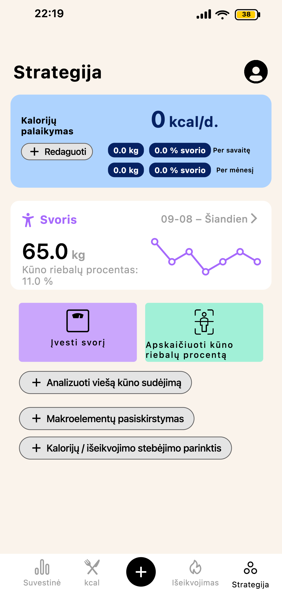 Lean strategijos ir progresijos piramidės ekranas