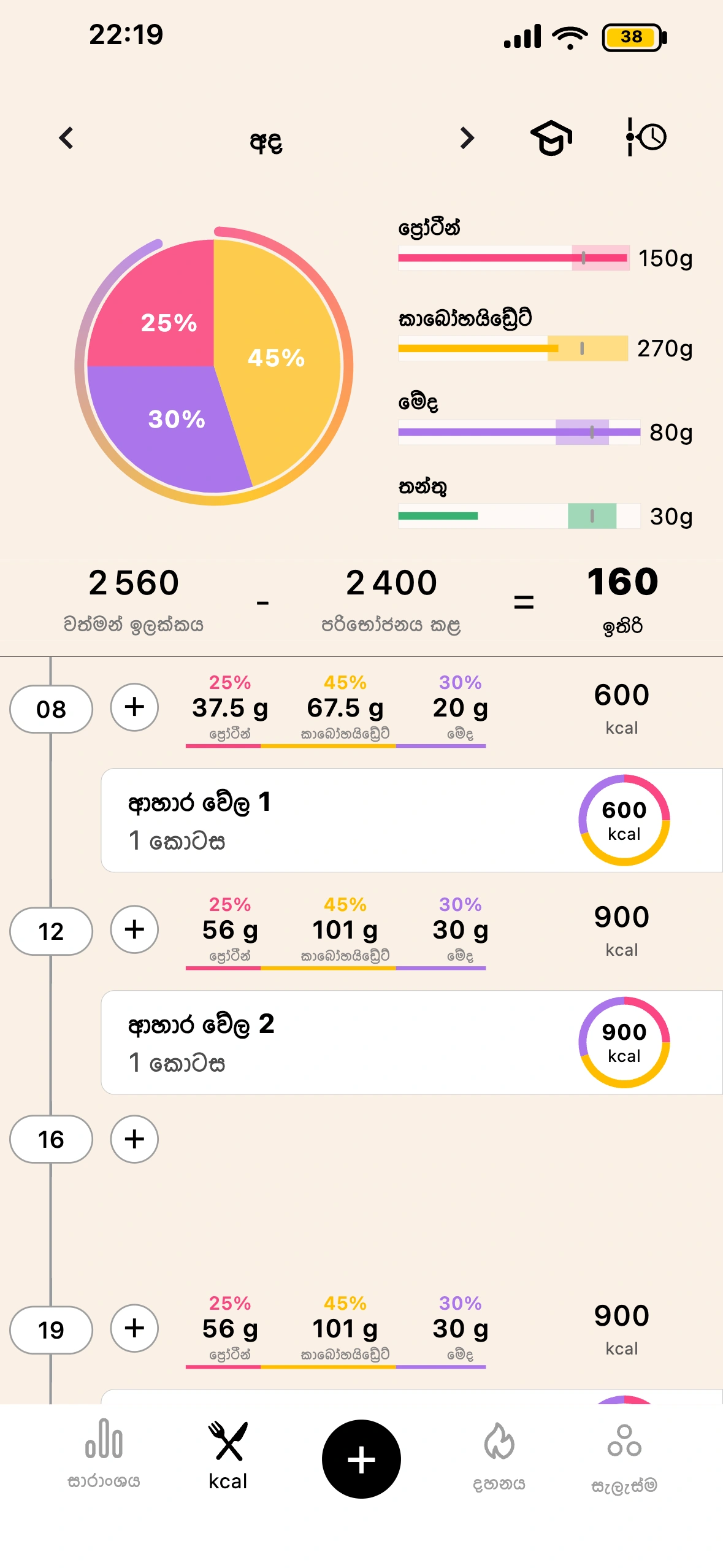 Lean කැලරි තිරය