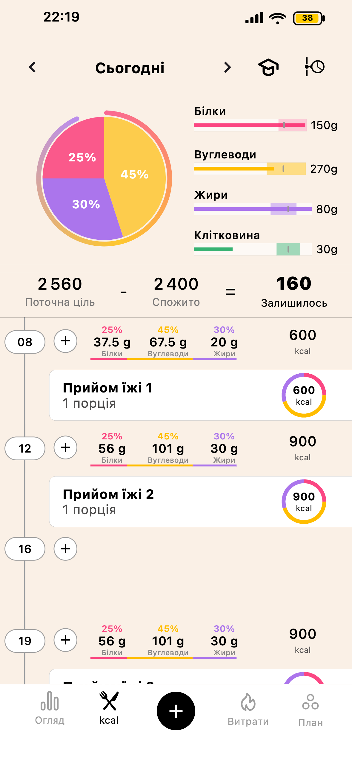 Екран калорій Lean